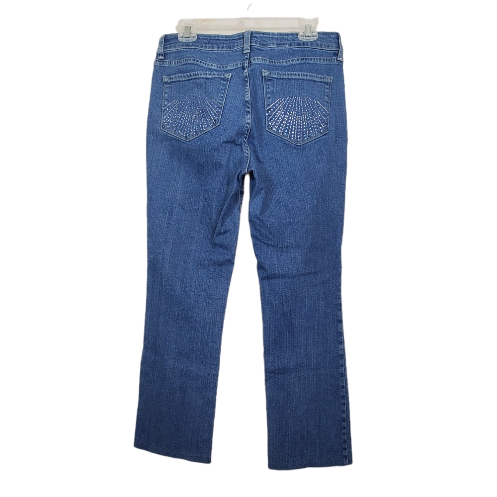 NYDJ Straight Leg Jeans Bling Pockets Sz 10 Blue